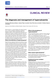 Hypercalcaemia: Diagnosis and Management Clinical Review