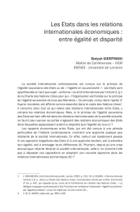 États et relations économiques internationales : égalité vs disparité