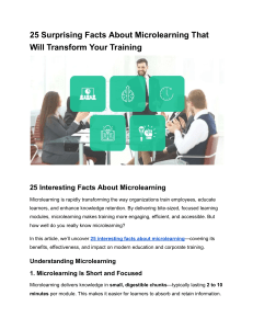 Microlearning: 25 Facts to Transform Training