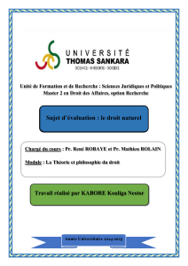 Droit naturel : Objectivité et subjectivité - Mémoire de Master