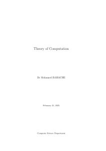 Theory of Computation Lecture Notes