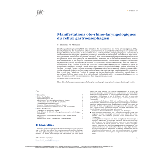 Reflux gastro-&oelig;sophagien : Manifestations ORL chez l'adulte et l'enfant