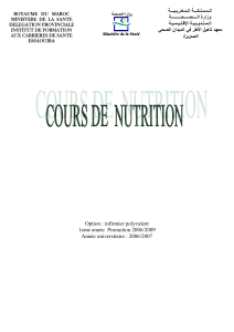 Cours de Nutrition pour Infirmiers Polyvalents - Maroc