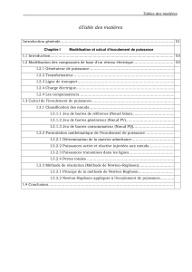 Table des matières : Écoulement de puissance réseaux électriques