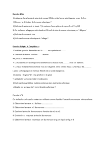 Exercices de Physique-Chimie : Masse Volumique, Moles, Densité