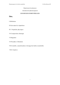 Huiles Essentielles : Cours de Pharmacognosie