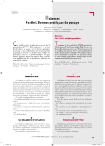 Bonnes pratiques de pesage : Métrologie et instruments