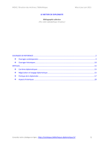 Bibliographie : Le Métier de Diplomate