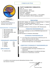 CV Emmanuel Papy Nambungu - &Eacute;lectrotechnicien