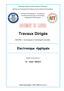 Travaux Dirigés Électronique Appliquée - Master 1