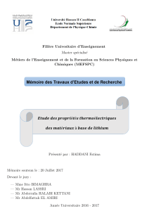 Thermoélectricité et matériaux lithium : Mémoire de Master