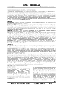 Toxidermies chez l'enfant &agrave; Cotonou, B&eacute;nin : &Eacute;tude &eacute;pid&eacute;miologique