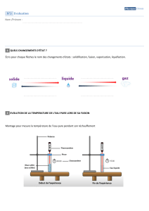 Évaluation Physique-Chimie : Changements d'état et fusion de l'eau