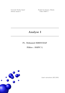 Analyse I : Cours pour SMPC I à l'Université Moulay Ismail