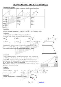 Exercices Corrigés de Trigonométrie