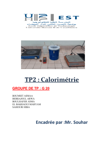 TP Calorimétrie : Mesure de la Chaleur et Échanges Thermiques