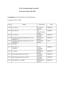 Neurophysiologie Sensorielle - Emploi du Temps 2023-2024