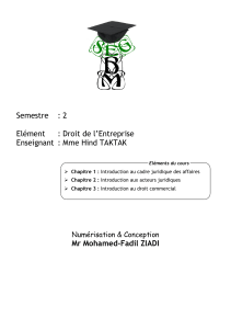 Cours de Droit de l'Entreprise - Introduction au cadre juridique