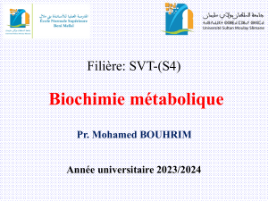 Biochimie Métabolique : Cours SVT-(S4)