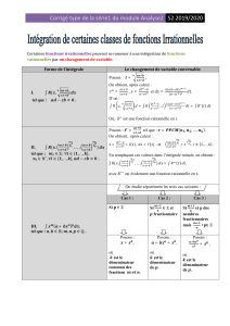 Corrigé Analyse 2 : Intégration Fonctions Irrationnelles