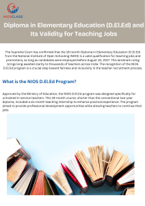 D.El.Ed Validity for Teaching Jobs in India