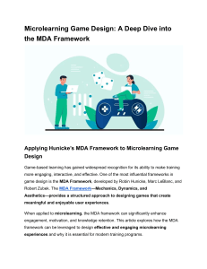 MDA Framework for Microlearning Game Design