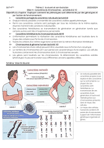 SVT 4ème : Caractères, Chromosomes et Hérédité