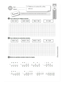 Decimal Addition & Subtraction Worksheet for Elementary School