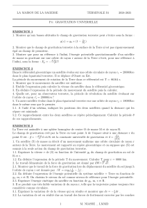 Exercices: Gravitation Universelle - Terminale S1