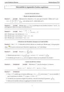 D&eacute;rivabilit&eacute; et r&eacute;gularit&eacute;s : TD Maths PTSI