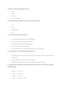 QCM Micro&eacute;conomie : Biens, Production, Rendements