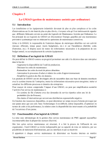 GMAO : Gestion de Maintenance Assistée par Ordinateur