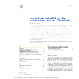 Autoanticorps antinucl&eacute;aires : cibles et m&eacute;thodes
