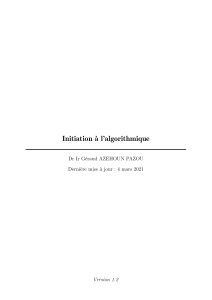 Initiation &agrave; l'algorithmique : Cours complet