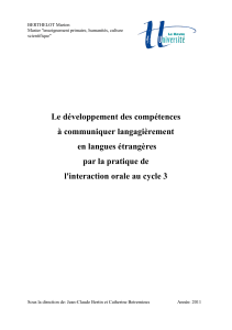 Interaction orale et langues étrangères au cycle 3