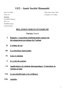 Relation Soignant-Soigné : Cours sur la Psychologie et la Thérapie