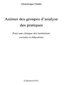 Animer des groupes d'analyse des pratiques