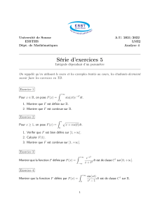 Analyse 4 : Intégrales dépendant d'un paramètre - Exercices