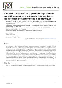 Justice occupationnelle : Cadre collaboratif en ergoth&eacute;rapie
