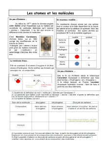 Atomes et molécules : Exercices de chimie collège