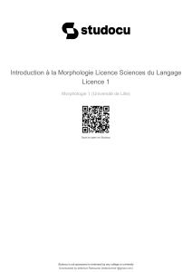 Introduction &agrave; la morphologie : Notes de cours
