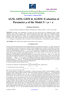 AGM, AHM, GHM & AGHM: Parameter Evaluation in Statistics