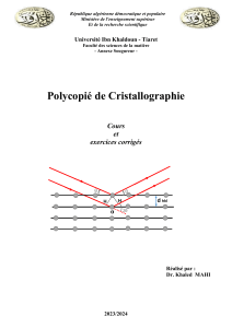Cours et exercices de cristallographie
