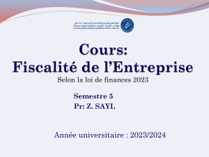 Fiscalit&eacute; de l'Entreprise - Cours 2023/2024