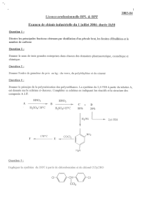 Examen de Chimie Industrielle - P&eacute;trole, Polym&egrave;res, DDT