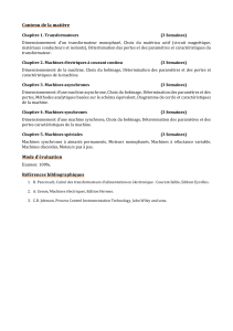 Cours sur les Machines &Eacute;lectriques : Syllabus