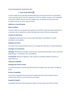 Fiche de révision Fusion DSCG 2025 : Fusion simple, renonciation, absorption