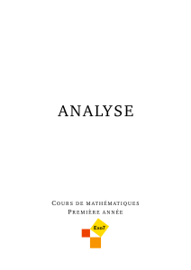 Analyse : Cours de Mathématiques, Première Année