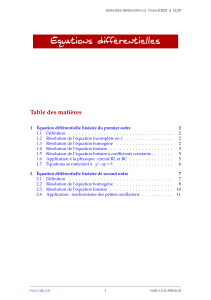 &Eacute;quations Diff&eacute;rentielles : Cours Complet