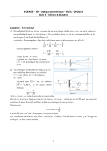 Optique G&eacute;om&eacute;trique: Corrig&eacute; Miroirs & Dioptres - SMIA